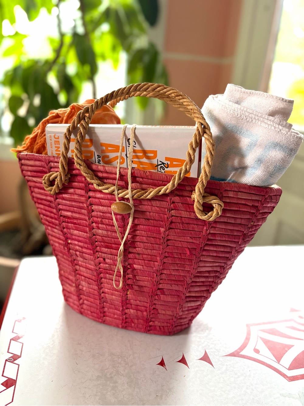 Vintage Chinese Woven Straw Handbag